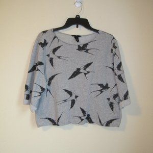 H&M sparrow short sleeve cropped sweatshirt sz L